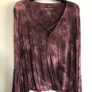 American Eagle Bell Sleeve Tie Dye Top
